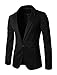 Allegra K Men Long Sleeves One-Button Closed Notched Lapel Cotton Blazer M Black