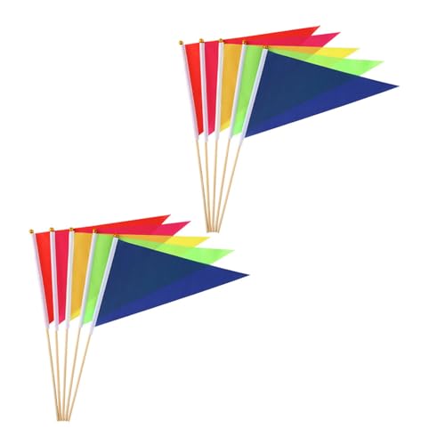 VICASKY Lot de 10 Drapeaux de Marquage de Pelouse en Polyester Poteaux en Bambou 8 CM Couleurs Assorties pour Jardin Arrosage et Délimitation Extérieure