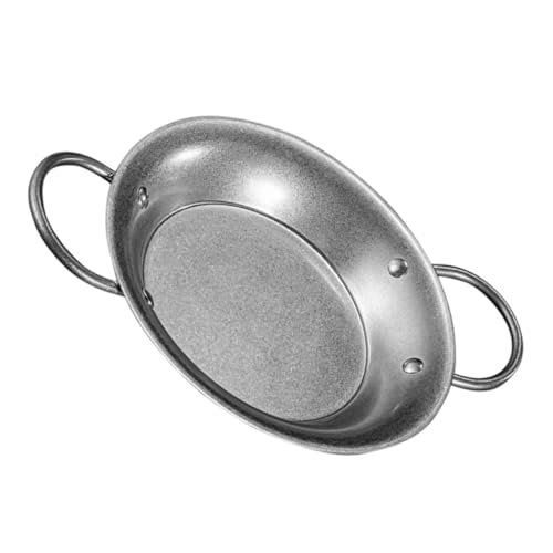 VINTORKY Retro Spanish Seafood Paella Pan Double Handle Cooking Pot Stainless Steel Skillet for Indoor Seafood Pasta Chicken