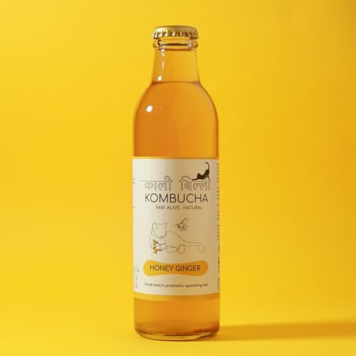 Image of KAALI BILLI Kombucha Honey Ginger | Naturally Brewed Fermented Tea Drink with Ginger Infusion | Balanced Flavor Beverage for Daily Refreshment | 250 ml Pack of 4