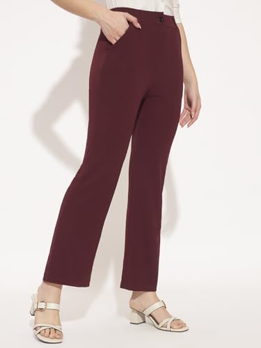 Image of Vogaan Women High Rise High Waist Trousers Flared Korean Style Formal Pants| Elegant Workwear for Office, College & Events