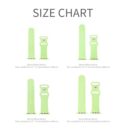 Image of Sport Bands Compatible with Apple Watch Band 38mm /40mm /41mm /42mm /44mm /45mm /49mm Women Men,Soft Silicone Strap Compatible with iWatch Ultra2 /Ultra Series10 /9 /8 /7 /6 /5 /4 /3 /2 /1 /SE Pistachio Green
