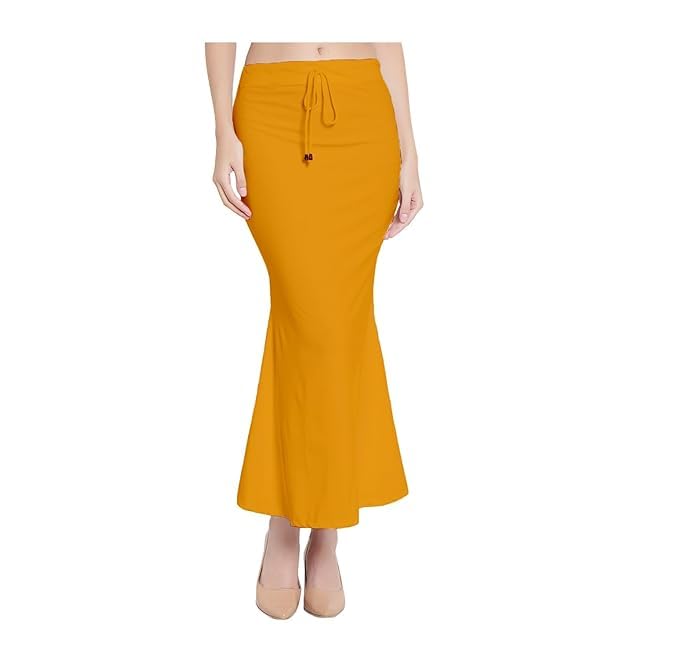 Image of Saree Shapewear Petticoat for Women Cotton Blended Lycra Shaper Petticoat with Elastic & Lace (Drawstring) Long Under Skirt Fishcut Wrinkle Free Shapewear