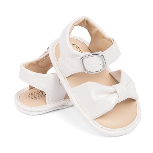 Image of HsdsBebe Baby Girls Sandals Bohemia Flower Bow Soft Sole Toddler First Walkers Beach Summer Shoes