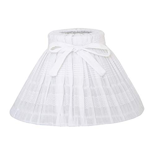 Grafelstein Lampenschirm GRETA, Ø 30 cm, weiß mit Schleife, zart gemustert Tischlampe Hamptons, Lampenschirm klein, E14 und E27 geeignet