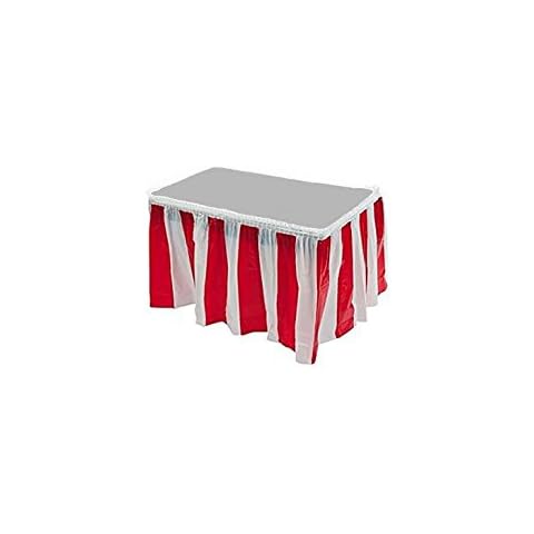 Red & White Striped Table Skirt Carnival Circus Decorations (4) Cover