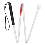 MonMed Red and White Folding Mobility Cane with Marshmallow Tip, 49 Inch (125cm), for Visually...