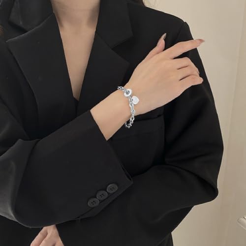 Harlorki HARLORKI-001 Personalized Stainless Steel Cuban Chain Love Heart Pendant Charm Bracelet Wrist Cuff Birthday Gift Fashion Jewelry thumb #1