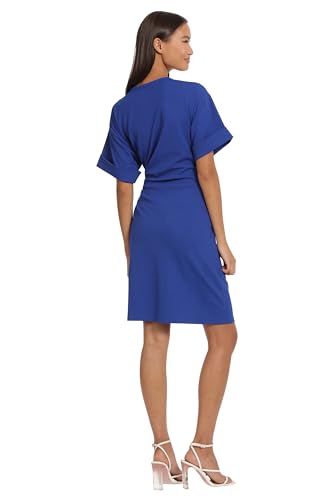 Image of Donna Morgan Women's Sleek and Sophisticated Side Ruched Ad Tie Detail Dress Workwear Event Occasion Guest of