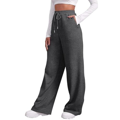 Aidodmom Pantalones Deportivos Mujer Algodón Largo Pantalón de Chándal con Bolsillo Elástica Cordón Joggers para Casual Correr Jogging Fitness