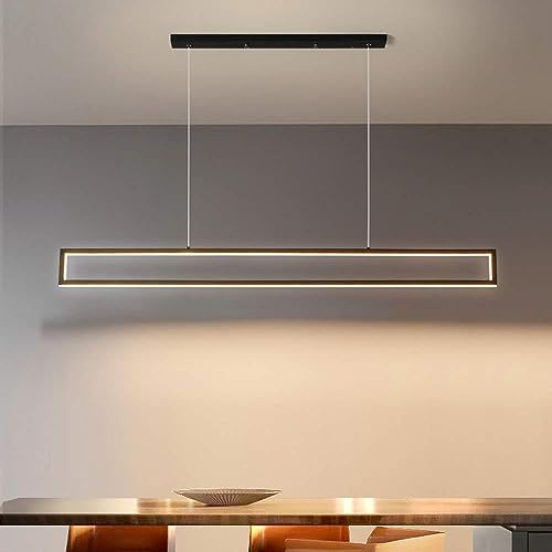 Lustre rectangle noir dimmable à intensité variable 3000K-6000K - 3