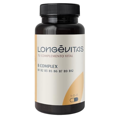 Vitamina B Complex - Complejo B con B12 + B1 + B6 + B3 + B5 + B2 y Biotina (B7) para Energía + Metabolismo + Bienestar General | Complejo Vitaminico B Anti-Fatiga y Anti-Estrés | 60 Cápsulas