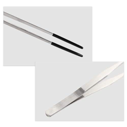 Image of 10.63 inch L Aquarium Straight Feeding Tweezer for Feeding with Black Rubber Tip