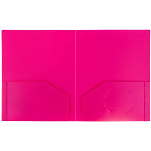 JAM-PAPER-Heavy-Duty-Plastic-2-Pocket-Extra-Tough-School-Folders-Fuchsia-Hot-Pink-6Pack