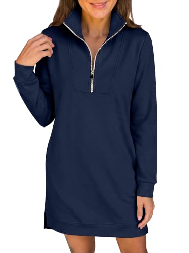 Image of ANRABESS Womens Long Sleeve Half Zip Mini Dress
