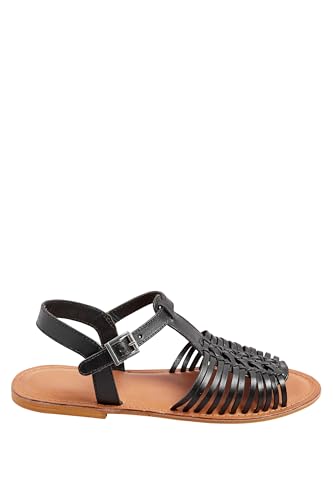 Image of Yours - Leather Woven Fisherman Sandals In Extra Wide Eee Fit - Women's