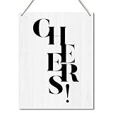 Cheers Signs Wooden Wall Signs for Coffee Bar Decorations Wall Decor for Kitchen Signs Bar Signs for Home Bar Door Hanging Signs for Home Bar Accessories for Home Kitchen Coffee Bar Art - Y380