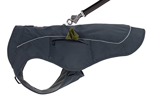RUFFWEAR Overcoat Fuse 2-in-1-Kombination aus Hundemantel und -Geschirr, mit Fleece Gefütterte Hundejacke, Basaltgrau, Größe M