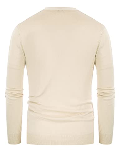 Men's Casual V Neck Long Sleeve Cardigans Knitted Sweater With Buttons M Nude #TOP2