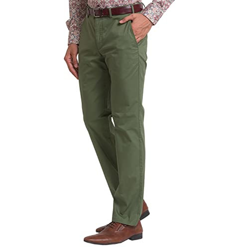 Image of Park Avenue Men Super Slim Fit Solid Pattern Cotton Spandex Blend Flat Front Formal Chinos