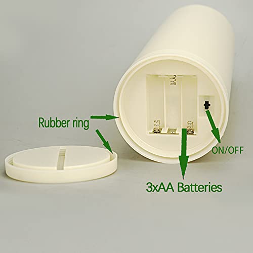 Image of Waterproof Outdoor Battery Operated Flameless Tall Pillar Candle with Timer Large White Plastic Realistic Flickering Fake Electric LED Light for Lantern Wedding Christmas Decorations D4 inchxH10 inch