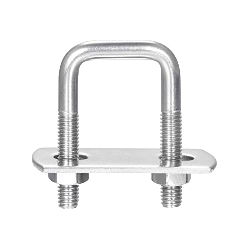 Image of uxcell Square U-Bolts, 3 Sets 22mm(0.87 inch) Inner Width 45mm Length M6 304 Stainless Steel U Clamp Bolt with Nuts and Plates, for Boat Trailer