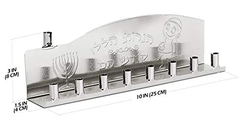 Bougies en étain Menorah Chanukah argenté avec lot de 25 inserts de bougie standard