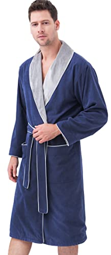 Plush Lined Microfiber Robe - Luxury Hotel Robe, Knee Length, Warm Unisex Bathrobe - Quality Spa Robe for Women & Men