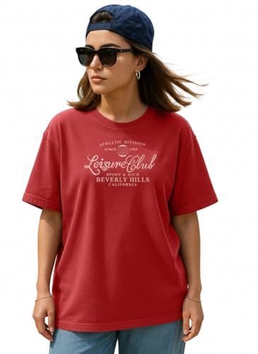 Image of Women's Printed Oversized T-Shirt with Half Sleeves and Round Neck, Soft Spun Fabric for Casual Wear (Size - S-2XL)