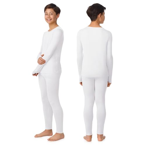 Image of Cuddl Duds Lightweight 2 Piece Active Base Layer Matching Sets for Boys | Kids Everyday Activewear, Long Sleeve Top & Leggings, Back to School & Gym Clothes, Breathable Moisture Wicking Lounge Set