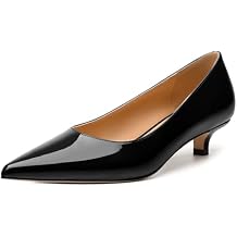 Womens Pumps, Pointed Toe Kitten Heels, Fashion Solid Patent High Heels for Women 1.3 Inch