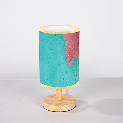 Lopyeijfg Minimalist Bedside Table Lamp Raindrops Colorful Background Solid Wood Nightstand Lamp Bedside Desk Lamp Wood Base Flaxen Fabric Shade For Bedroom Living Room #TOP28