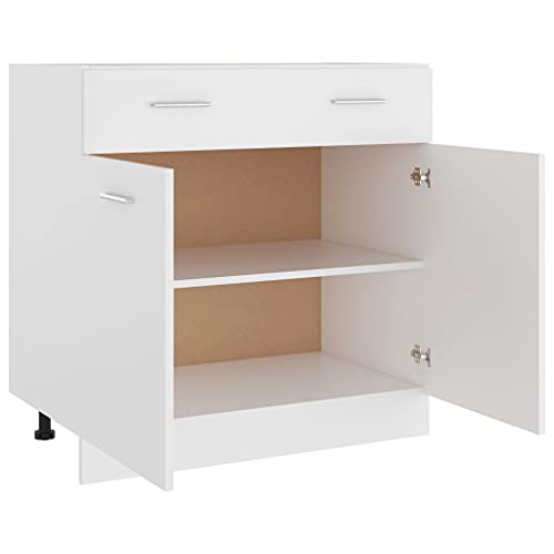 Homvdxl 80cm Kitchen Base Cabinet with Large Drawer & 2 Doors, Modern Base Cabinet Unit with Adjustable Feet, No Worktop, White - Image 6