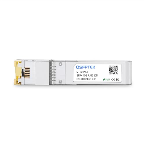 Image of 10GBASE-T SFP+ to RJ45 Transceiver, 10G Ethernet Copper Module, Optical SFP RJ 45 10Gb T Mini-GBIC Compatible with Cisco SFP-10G-T-S, Ubiquiti UF-RJ45-10G, Mikrotik, Supermicro, Fortinet, up to 30m