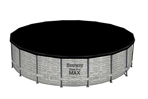 Bestway Steel Pro Max 18’ X 48” Round Above Ground Pool Set | Frame Swmiming Pool Features Realistic Stone Print Liner | Includes 1500Gal Filter Pump, 48" Ladder And 18' Pool Cover #TOP6