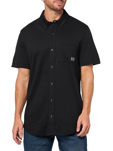 KARL LAGERFELD Men's Button Front Collared Chest Pocket Woven Dress