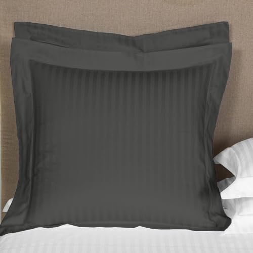 Saferay Green Striped Pillow Sham Set of 2, European 26x26 Dark Gray