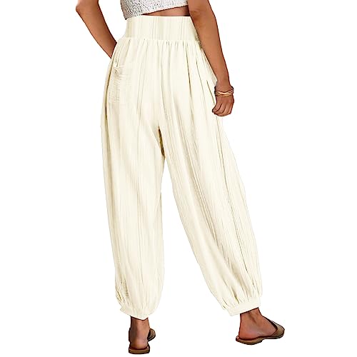 utcoco Womens Casual Loose Fit Harem Pants Stretchy High Waisted Baggy Pants Trousers with Pocket3
