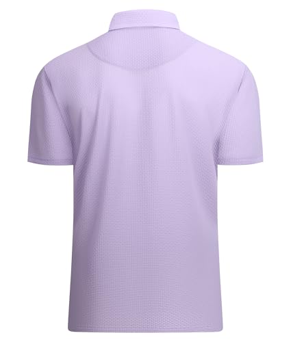 Alex Vando Mens Bubble Jacquard Polo Shirt Super Stretch Short Sleeve Polo Shirts for Men