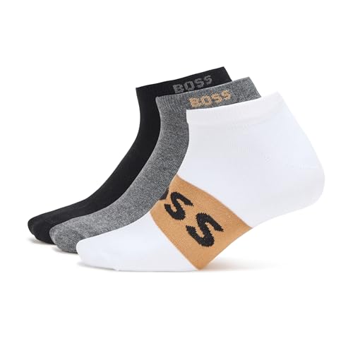 BOSS 3 Pack Contrast Logo Ankle Socks white/grey/black 7-13