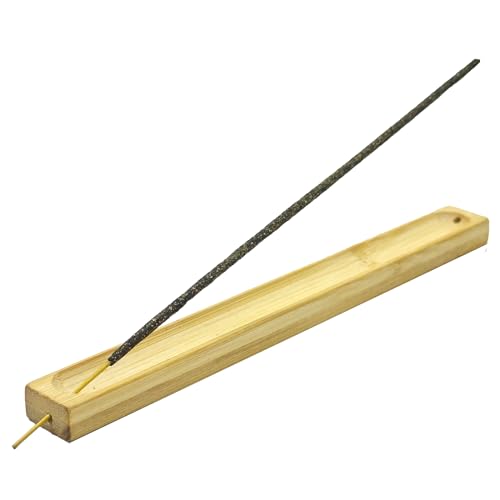 AMASSIVEROCK Bamboo Wood Incense Holder for Sticks Incense Burner with Ash Catcher Wooden Handmade Modern Gift Natural Fragrance Home Decor