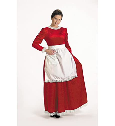 Christmas Charmer Red Dress Traditional Costume Size 8-10 Halco Womens Zipper Cotton Apron White Lace Trim Zippers Dinner Host #6992-8 #TOP1