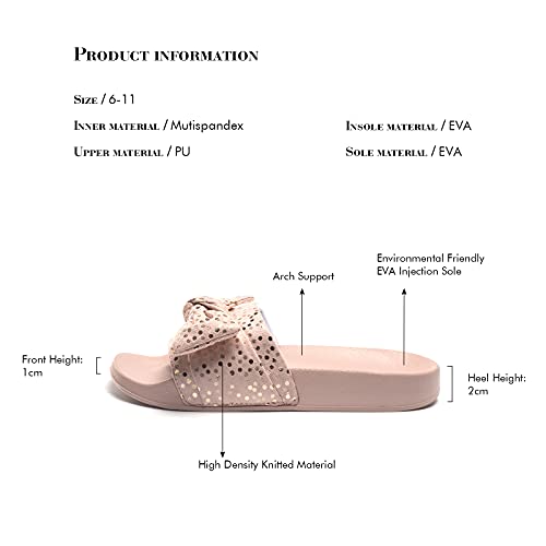 Image of FUNKYMONKEY Women's Bowknot Slides Sandals Comfort Casual Beach Slippers | Soft Denim Fabric Upper & Comfortable EVA Sole, Lightweight Slip-On Slides for Summer, Beach, Pool, and Daily Casual Wear