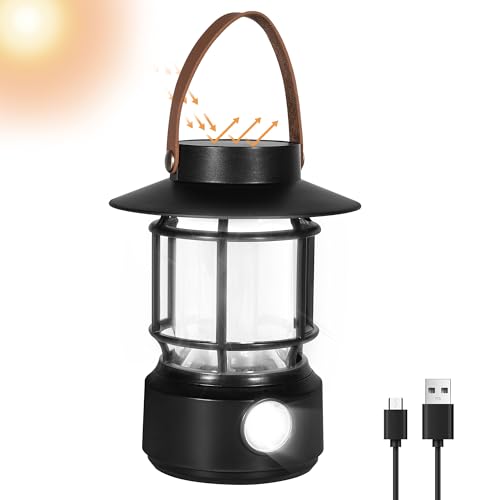 LED Camping Lantern, Solar Rechargeable Lantern Camping Lights with Side
