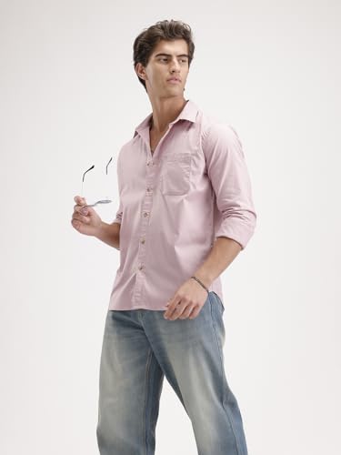 Image of WROGN Men's 100% Cotton Shirt | Solid Style | Slim Fit