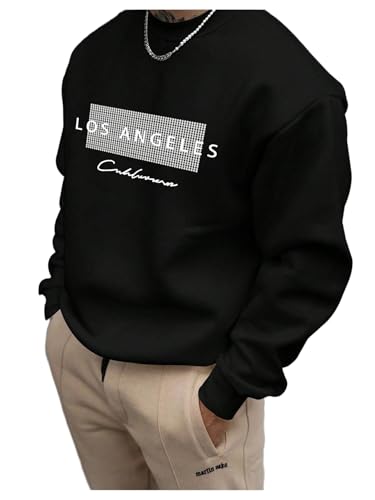 GORGLITTER Men's Los Angeles Sweatshirt Crewneck Oversized Long Sleeve Pullover Top