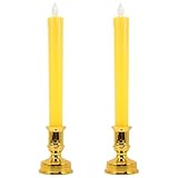 Ipetboom 2 Stück LED Flammenlose Elektrische Kerzen Batteriebetrieben Gelbe Langstab Kerzen ohne Rauch Sichere Dekoration für Zuhause und Feste