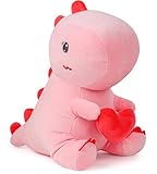 Pink Dinosaur Plush Toy 12 Inch Dinosaur Stuffed Animal Cute Dino Plush with Love Heart