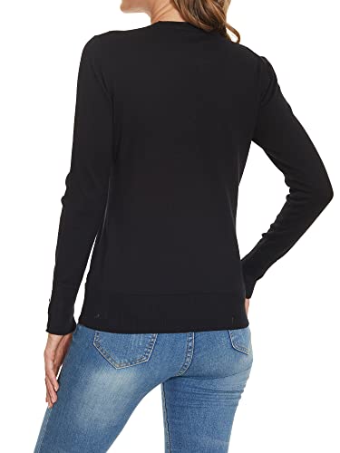 Image of Spicy Sandia Women's Long Sleeve Crewneck Sweaters Dressy Casual | Striped or Solid Available, Classic, Business Casual Tops for Office Work