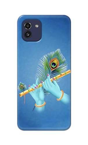 Image of PRINTFIDAA Printed Hard Back Cover Case for Samsung Galaxy A03 Back Cover (Flute in Krishna Hands) -112
